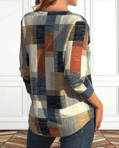 Levoire | Haut Élégante Femme Confortable Avec Un Motif Rétro Carreaux Unique