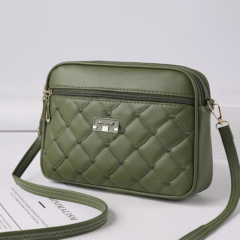 Levoire | Sac à main pour femmes avec motif en diamant et fermeture éclair Vert