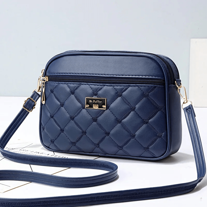 Levoire | Sac à main pour femmes avec motif en diamant et fermeture éclair Bleu