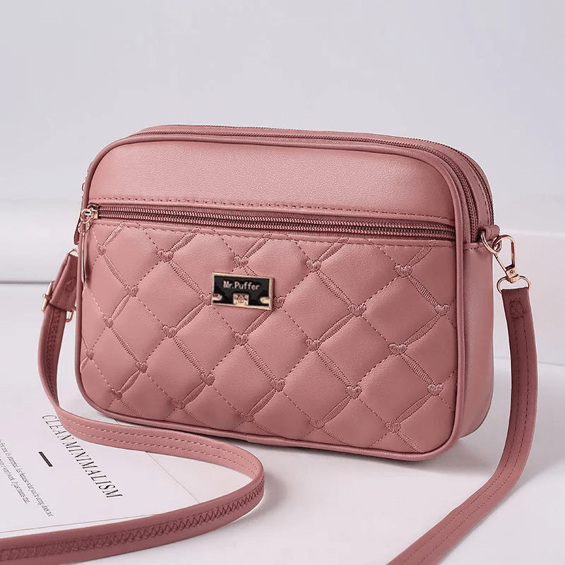 Levoire | Sac à main pour femmes avec motif en diamant et fermeture éclair Rosa