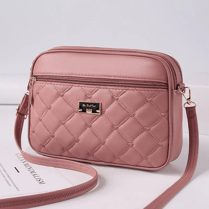 Levoire | Sac à main pour femmes avec motif en diamant et fermeture éclair Rosa