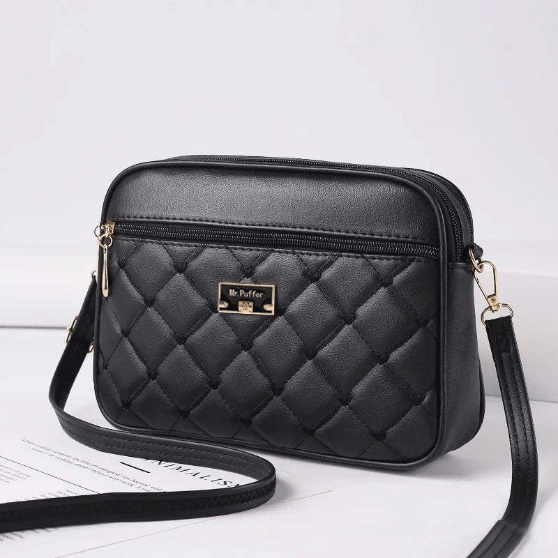 Levoire | Sac à main pour femmes avec motif en diamant et fermeture éclair Noir