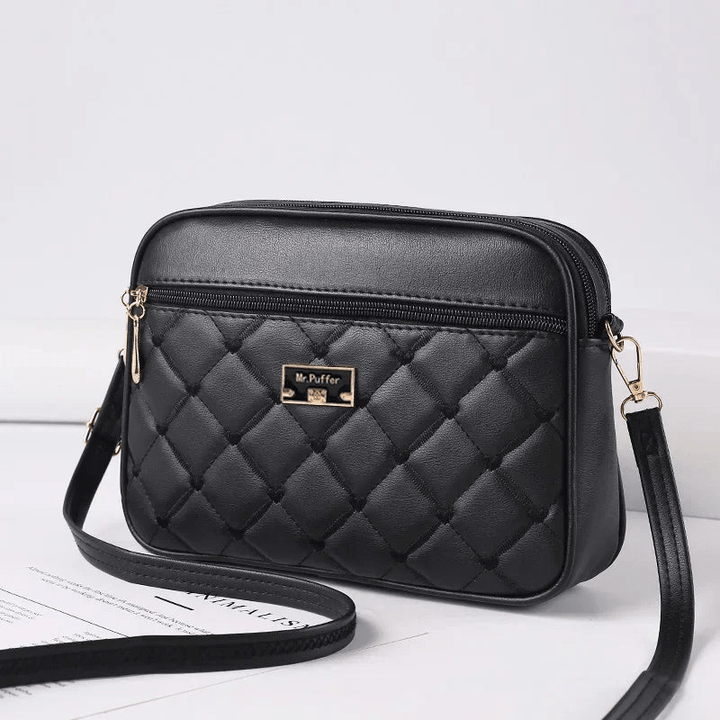 Levoire | Sac à main pour femmes avec motif en diamant et fermeture éclair Noir