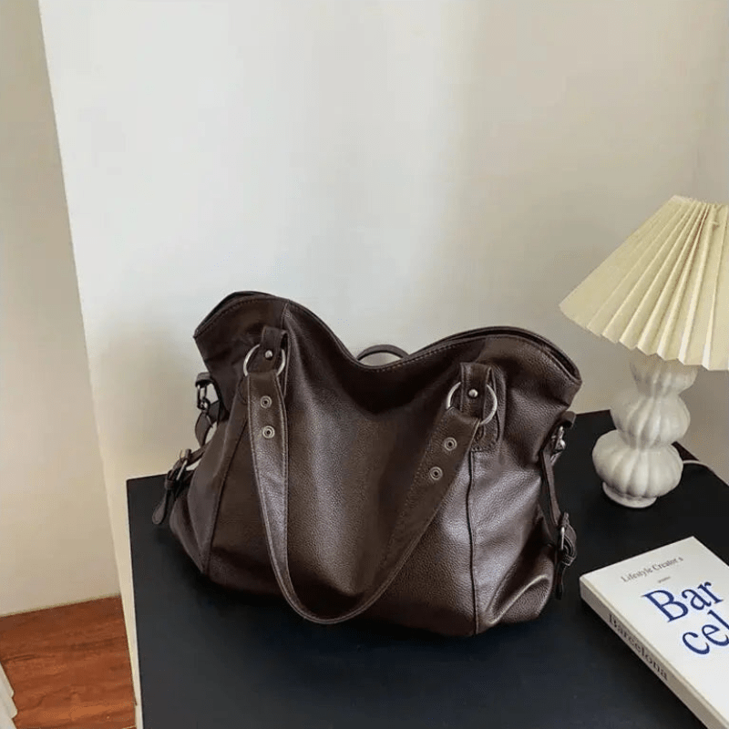 Levoire | Sac à main pour femmes spacieux avec plusieurs compartiments et bandoulière réglable marron foncé