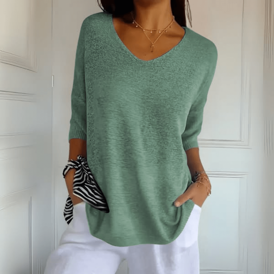 Levoire | Pull V à col en V Vert clair