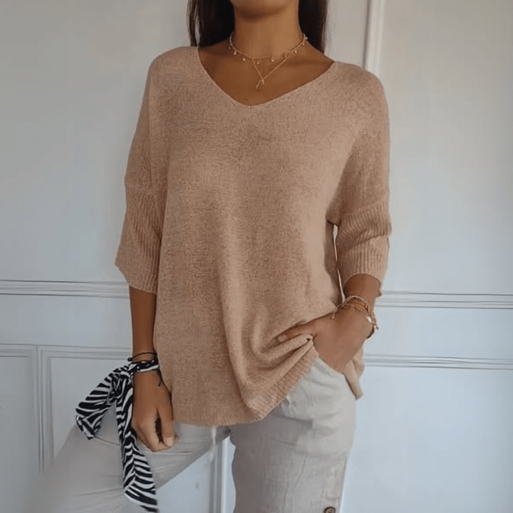 Levoire | Pull V à col en V Abricot