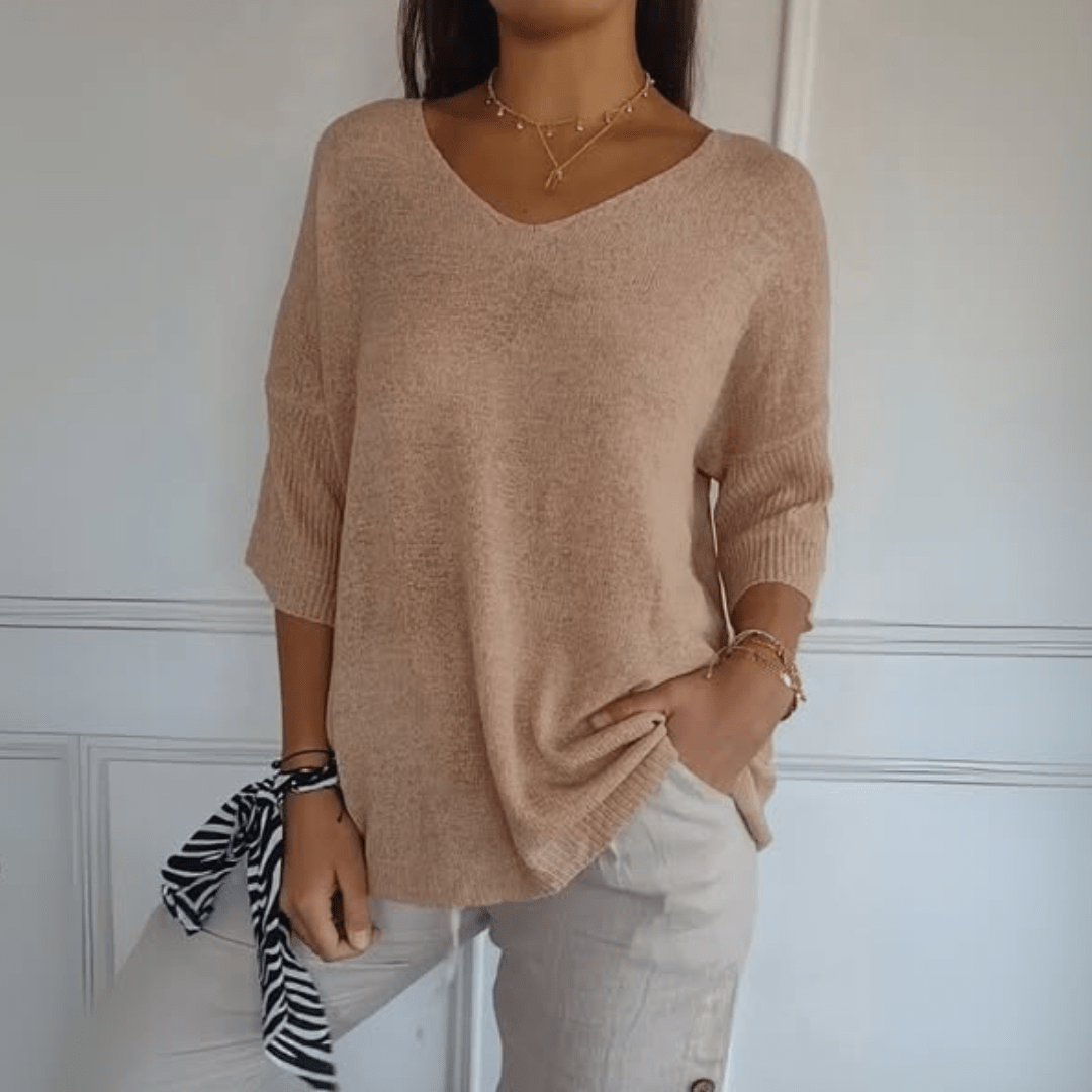 Levoire | Pull V à col en V Abricot