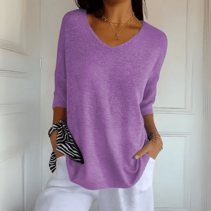 Levoire | Pull V à col en V Lilas