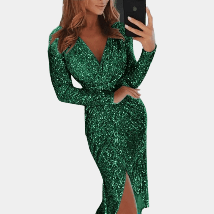 Levoire | Robe paillettes midi femme Vert
