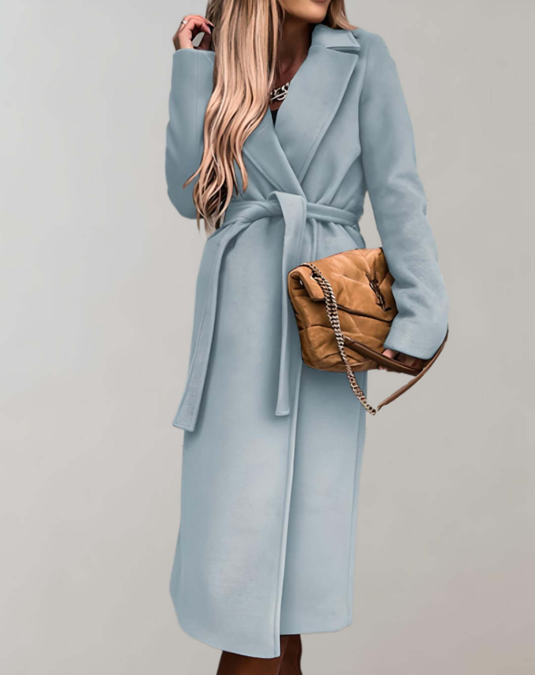 Levoire | Manteau long d'automne avec ceinture Bleu clair