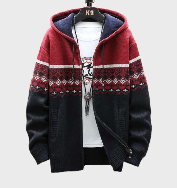 Levoire | Veste Multicolore Sweat À Capuche Vin rouge