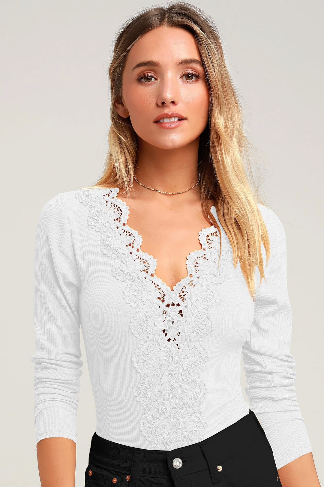 Levoire | T-Shirt À Manches Longues Et Décolleté En V WEISS