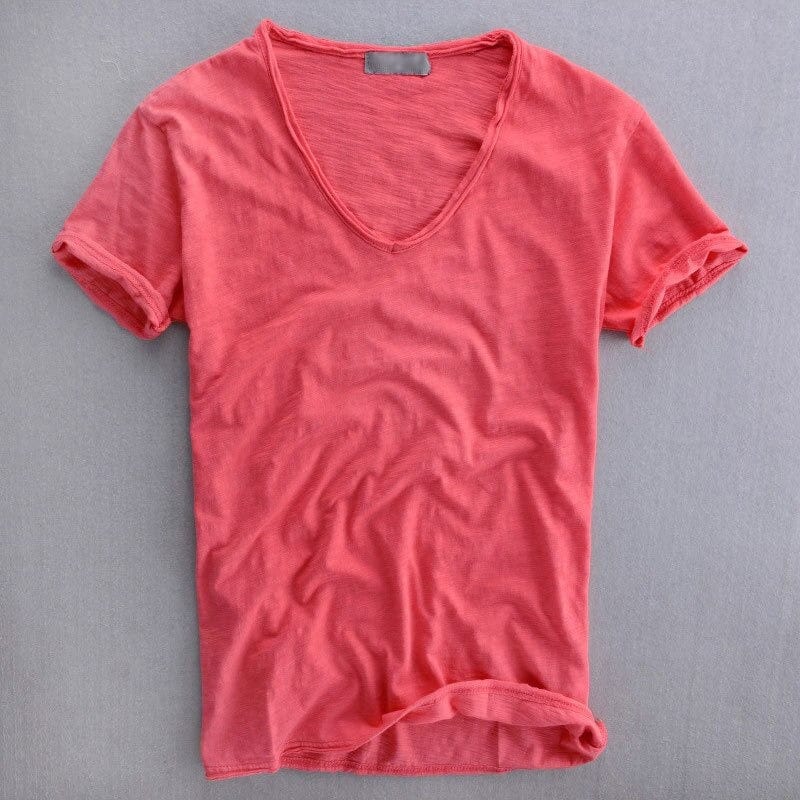 Levoire | T-Shirt Pour Hommes Classique Coupe Slim En Matériau Doux Rot