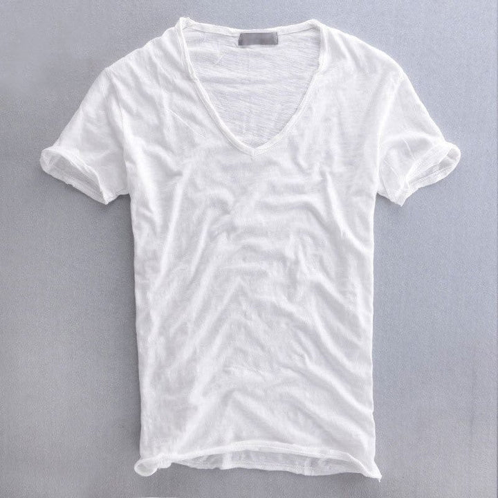 Levoire | T-Shirt Pour Hommes Classique Coupe Slim En Matériau Doux Blanc