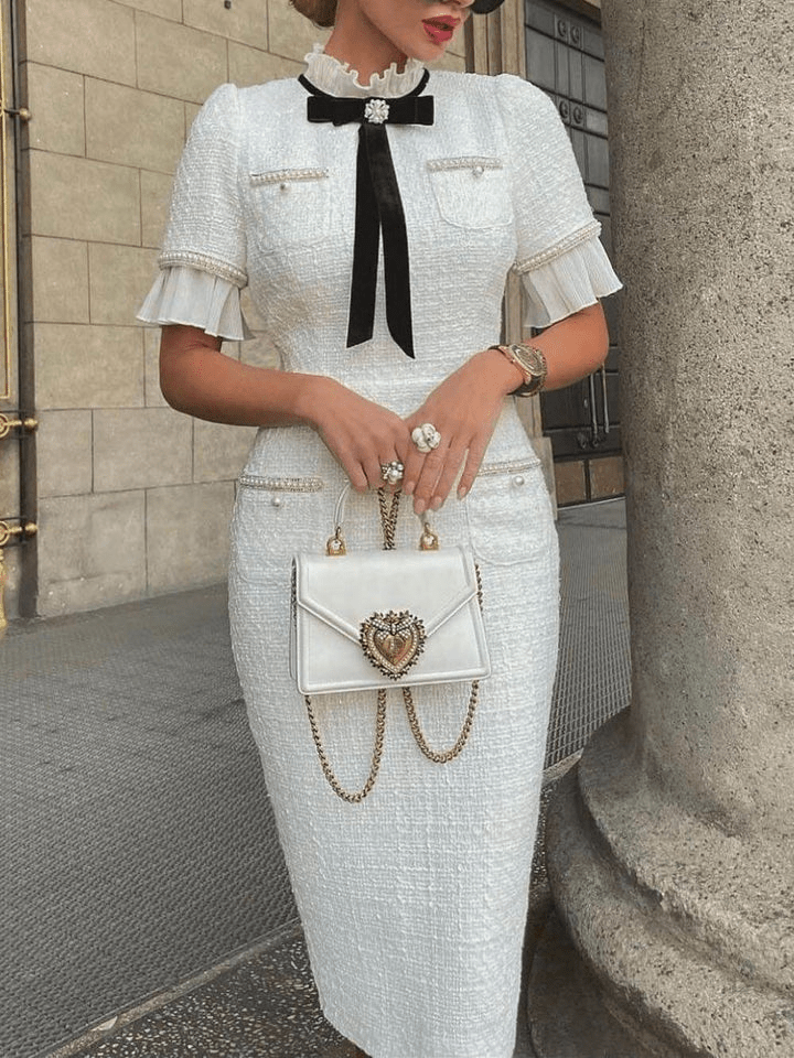 Levoire | Robe midi perles et nœuds