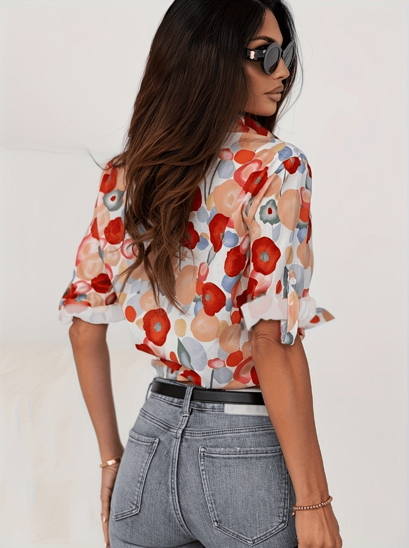 Levoire | Chemisier Femme Manches Longues Col Imprimé Tendance