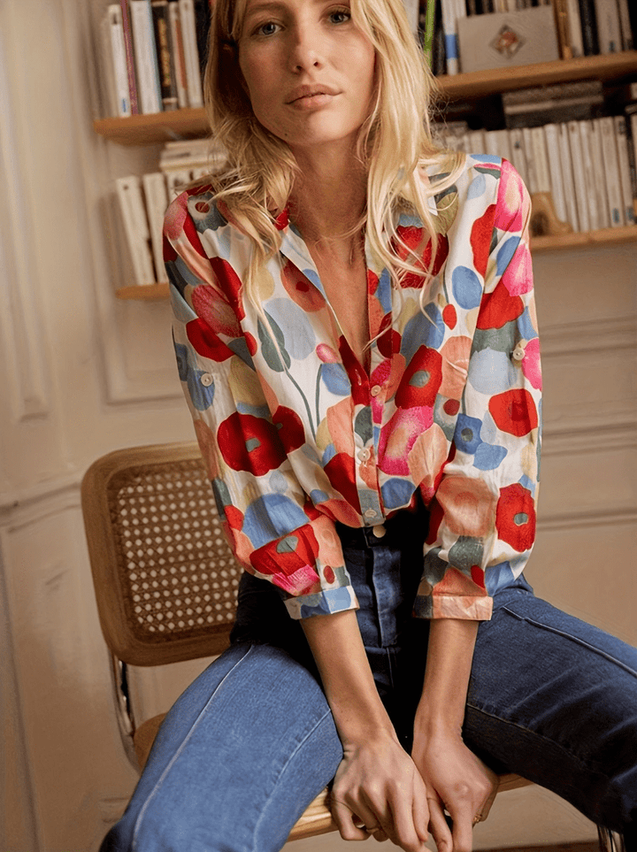 Levoire | Chemisier Femme Manches Longues Col Imprimé Tendance