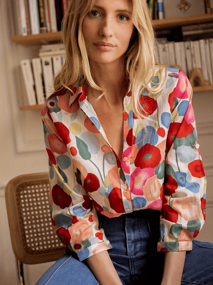 Levoire | Chemisier Femme Manches Longues Col Imprimé Tendance