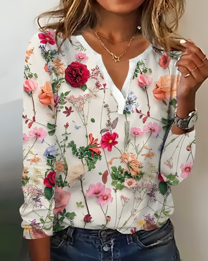 Levoire | Pulli Joyeux Avec Motif Floral Élégant Et Confortable Blanc