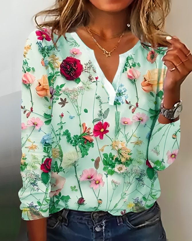 Levoire | Pulli Joyeux Avec Motif Floral Élégant Et Confortable Vert