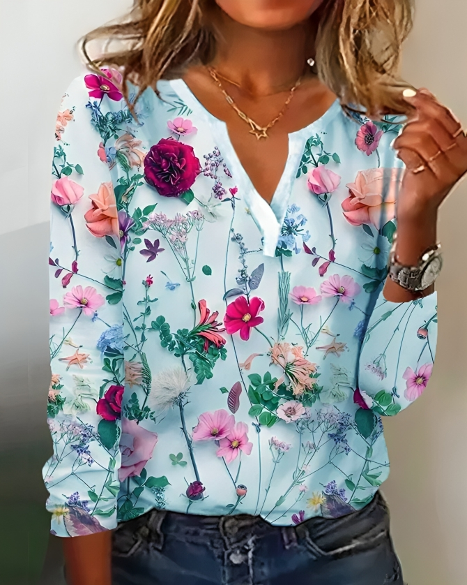 Levoire | Pulli Joyeux Avec Motif Floral Élégant Et Confortable Bleu