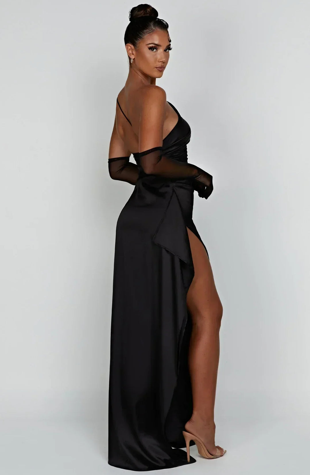 Levoire | Luxe Satino Robe À Une Épaule Avec Fente