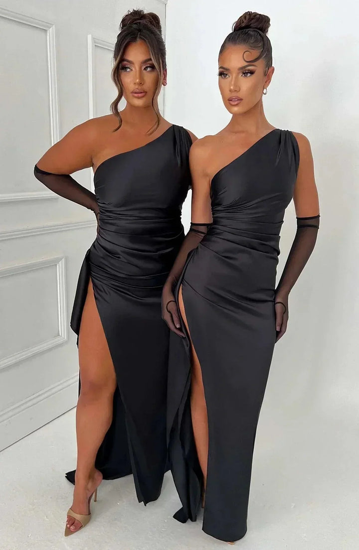 Levoire | Robe Maxi Satin Avec Fente Latérale Haute Pour Femmes