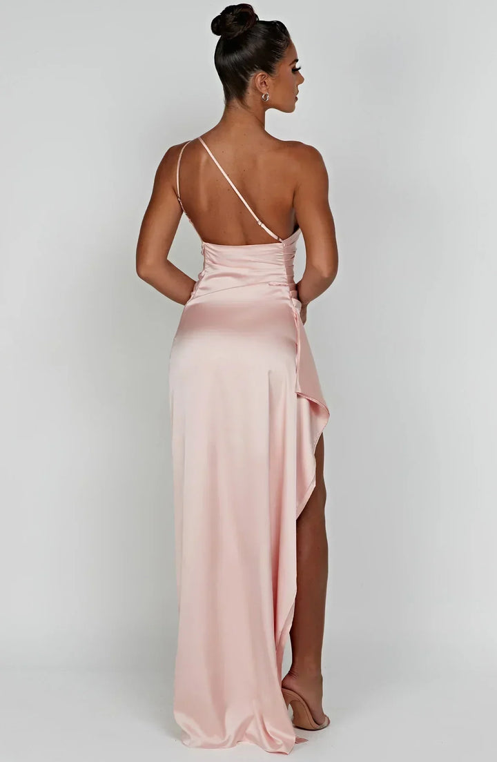 Levoire | Luxe Satino Robe À Une Épaule Avec Fente