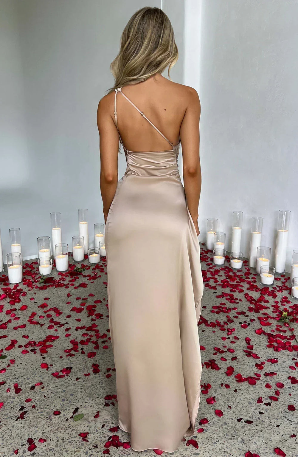 Levoire | Luxe Satino Robe À Une Épaule Avec Fente