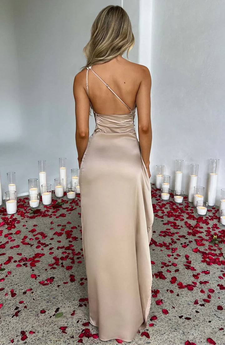 Levoire | Luxe Satino Robe À Une Épaule Avec Fente