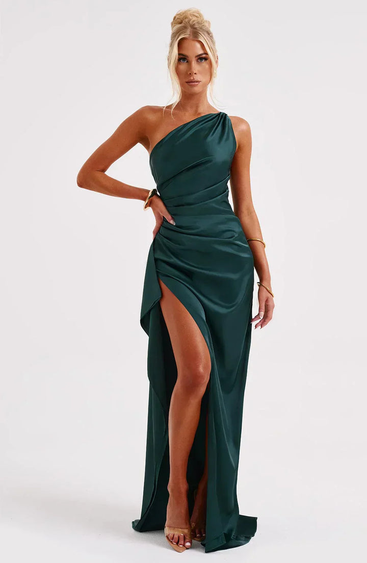 Levoire | Luxe Satino Robe À Une Épaule Avec Fente