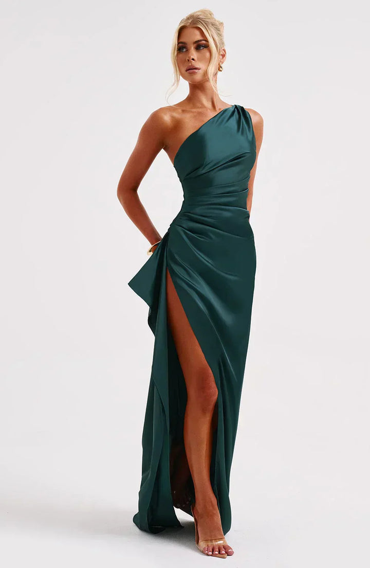 Levoire | Luxe Satino Robe À Une Épaule Avec Fente