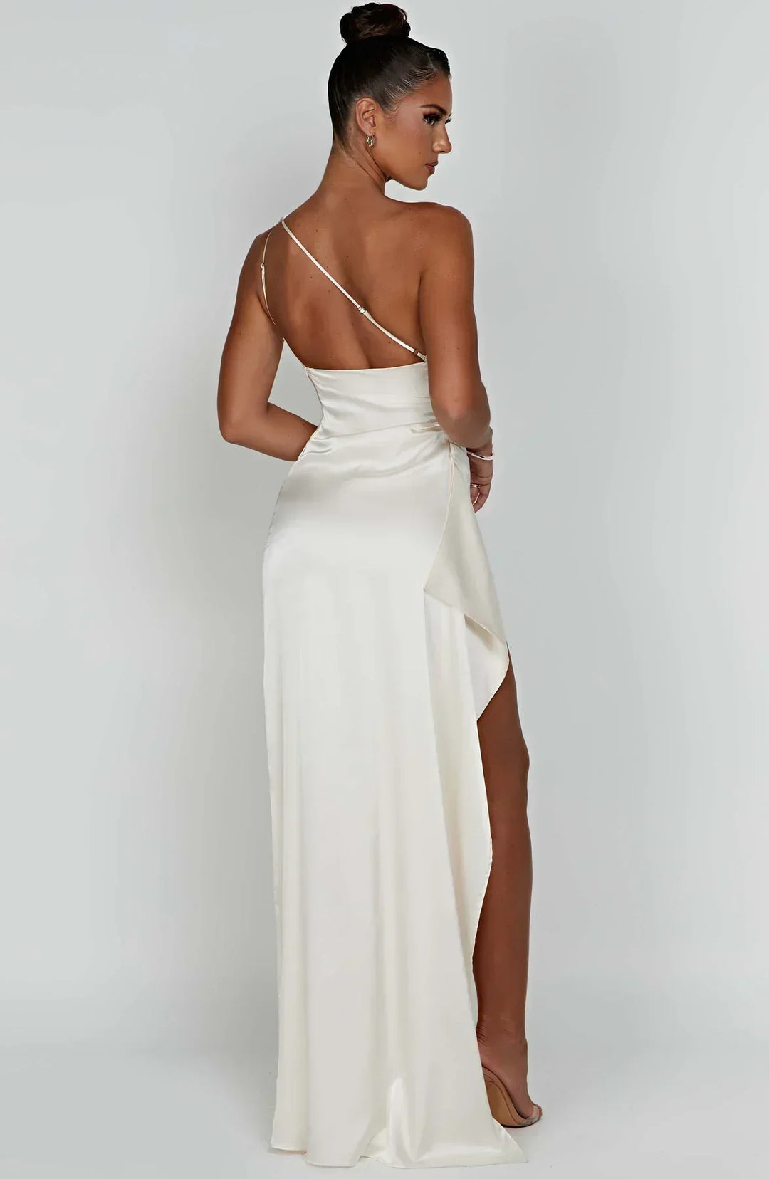 Levoire | Luxe Satino Robe À Une Épaule Avec Fente
