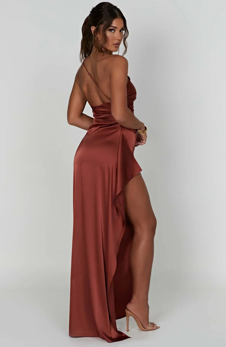 Levoire | Luxe Satino Robe À Une Épaule Avec Fente
