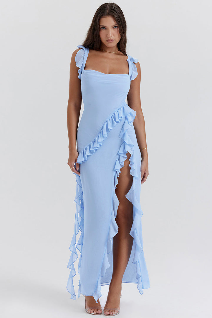 Levoire | Elegantes Maxi Robe Fr Femmes Bleu