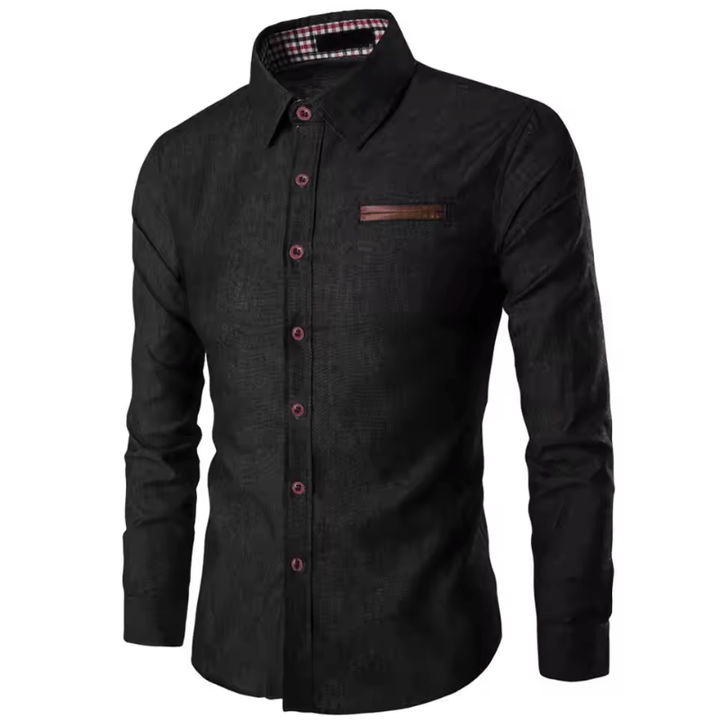 Levoire | Chemise homme en denim Blouse Polo en denim intemporel à manches longues Noir