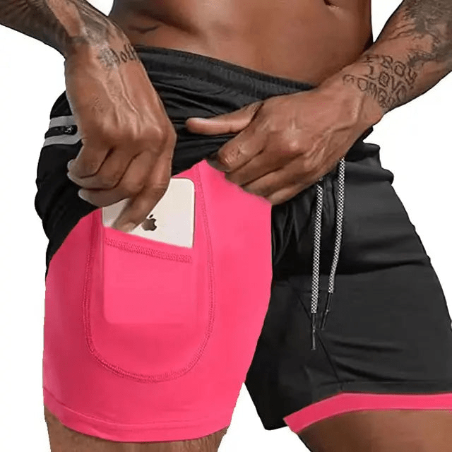 Levoire | Shorts de course pour hommes Pantalon court avec double couche Fluorescent Rose