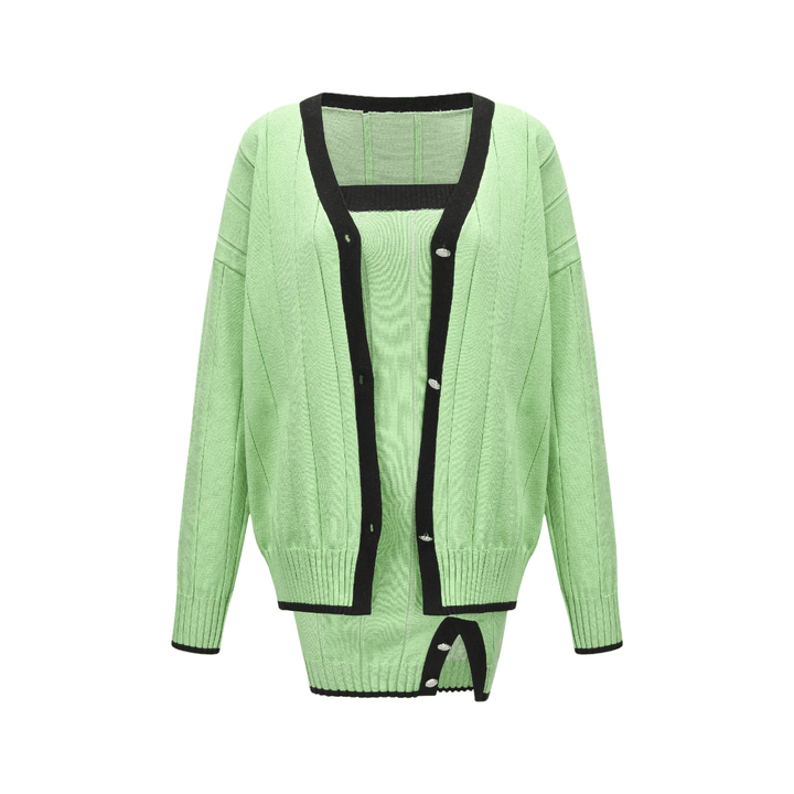 Levoire | Si C'Est Ta Dernière Ensemble De Pull Tricoté Vert Assorti Et Robe