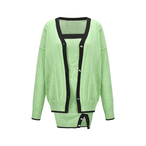 Levoire | Si C'Est Ta Dernière Ensemble De Pull Tricoté Vert Assorti Et Robe