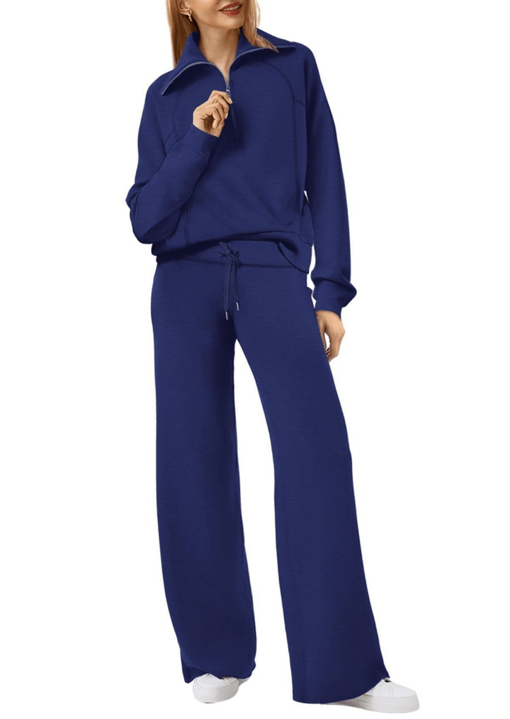 Levoire | Zip & Relax Ensemble Femme Deux Pièces Avec Manches Longues Confortable Marine