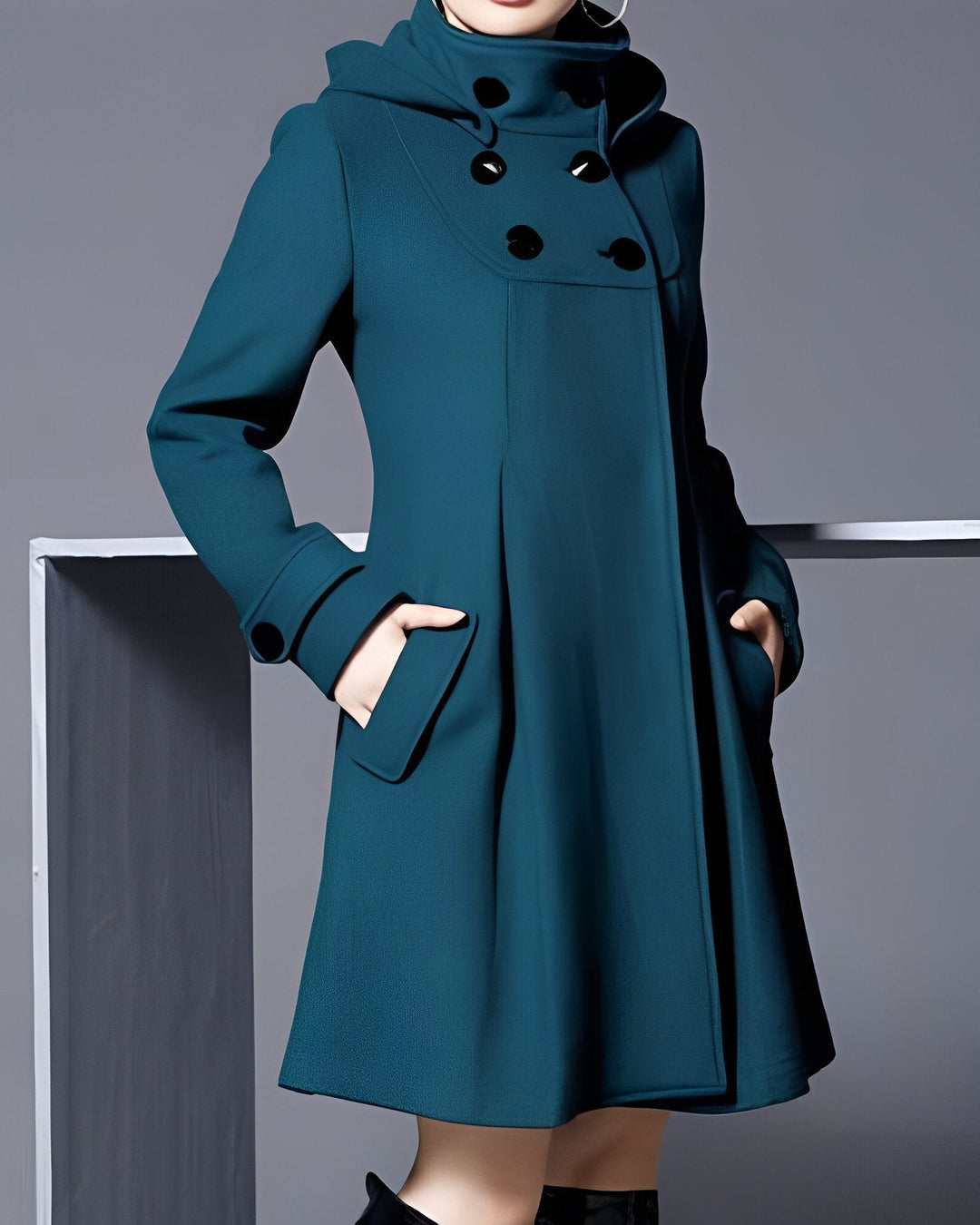 Levoire | Femmes Manteau Long Élégant Vert foncé