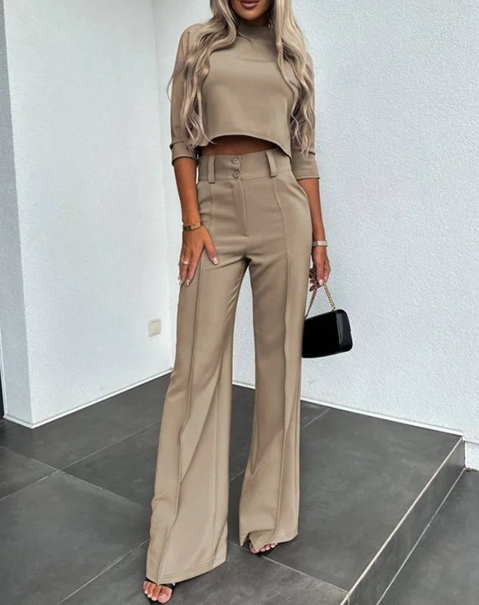 Levoire | Ensemble Flare Élegant Pour Femmes Khaki