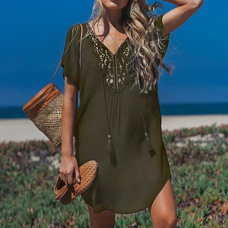 Levoire | Maillot De Bain À Manches Courtes vert olive