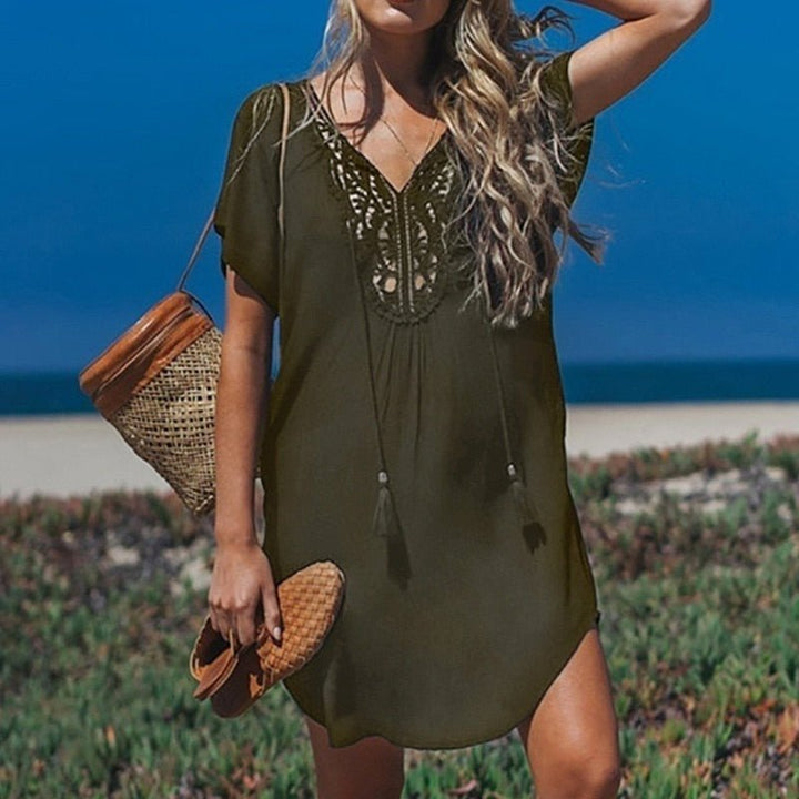 Levoire | Maillot De Bain À Manches Courtes vert olive