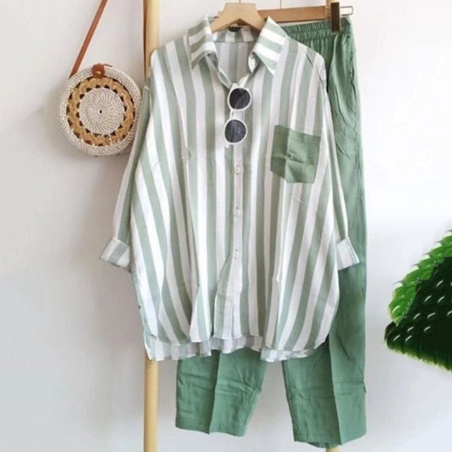 Levoire | Série Relaxante Rayée Pour Femmes Vert