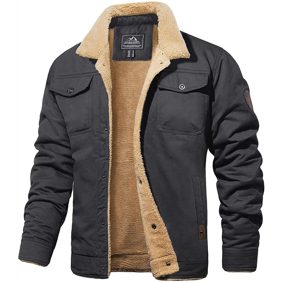 Levoire | Veste bomber sherpa rembourrée mode homme vintage noir Gris foncé