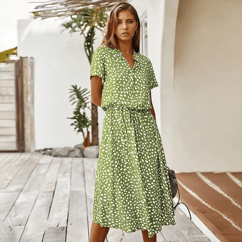 Levoire | Robe midi aérienne pour femmes Matériau léger Vert