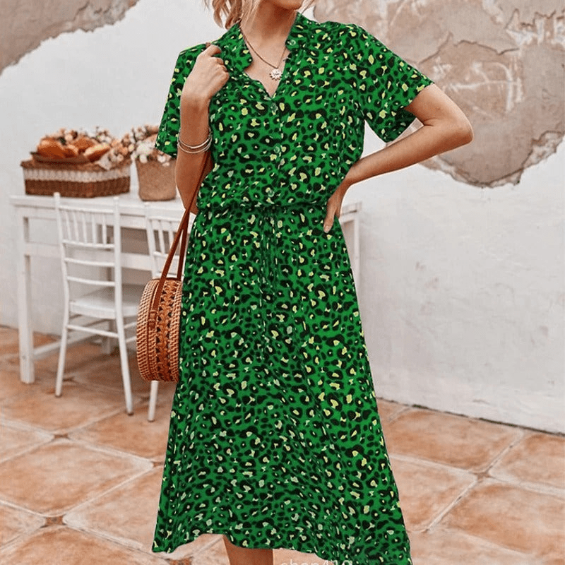 Levoire | Robe midi aérienne pour femmes Matériau léger Mos vert