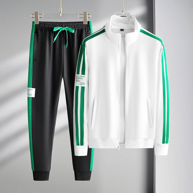 Levoire | Apex Luxe Ensemble de Sport Pour Hommes Confortable & Design Tendance Blanc Vert
