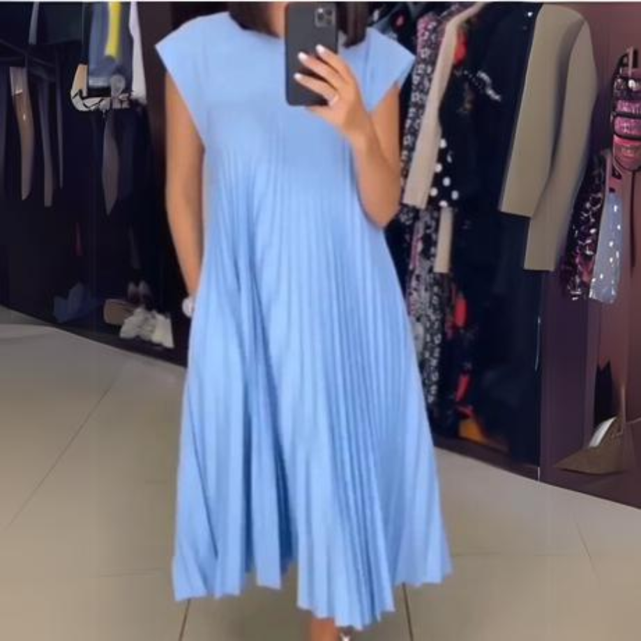 Levoire | Robe Plissée Légère Élégante Bleu